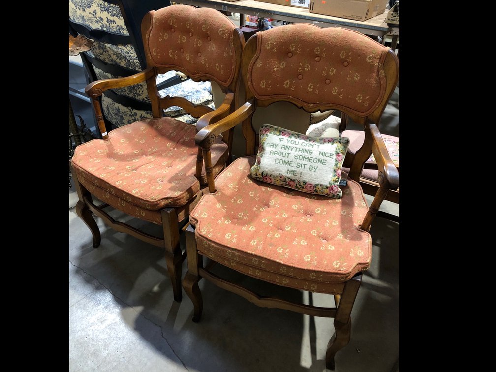 Wooden cushioned chairs with pillow 22”x20”x38