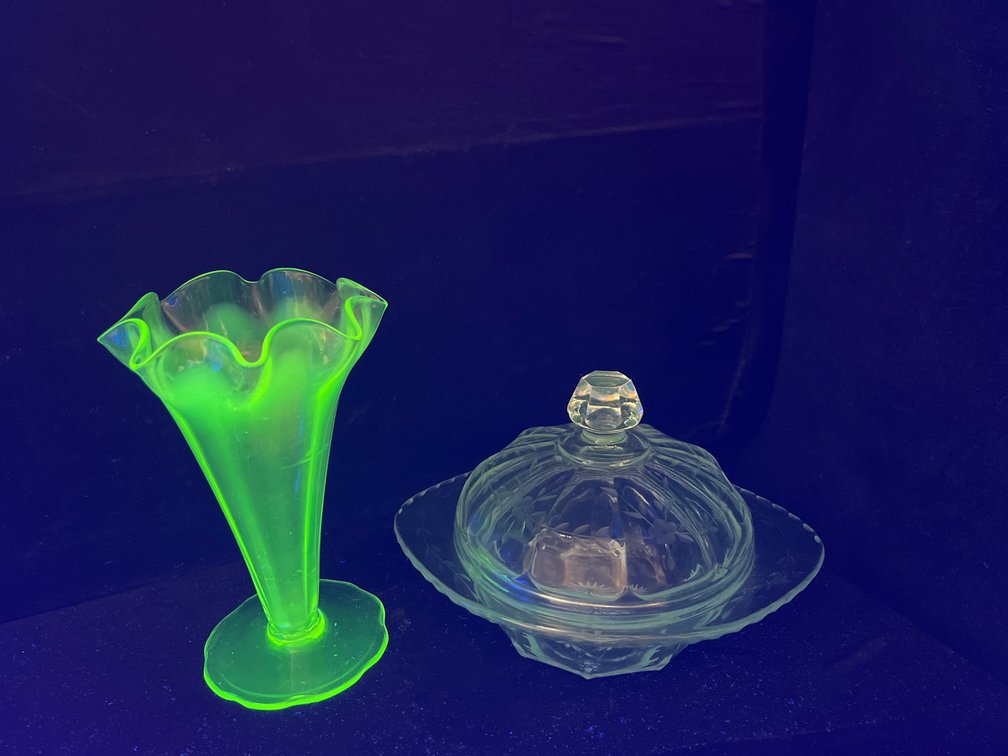 Vaseline Vase 5.5” Glass Butter Dish with Lid