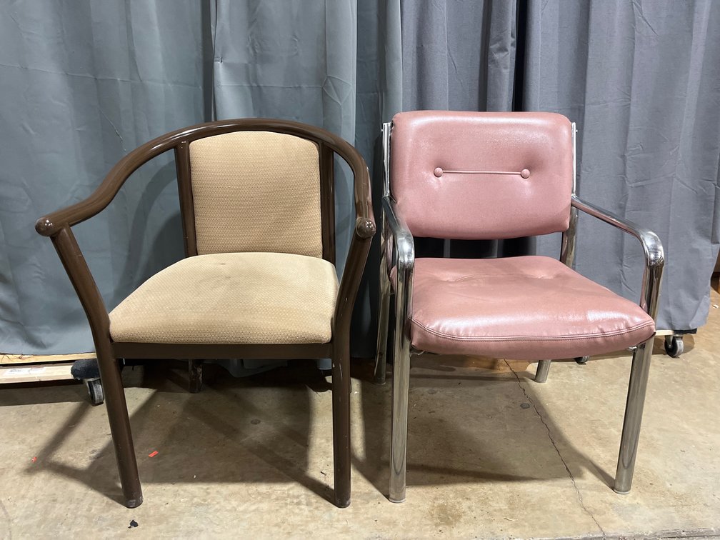 Metal cushioned chairs 24”x32” & 22”x33”