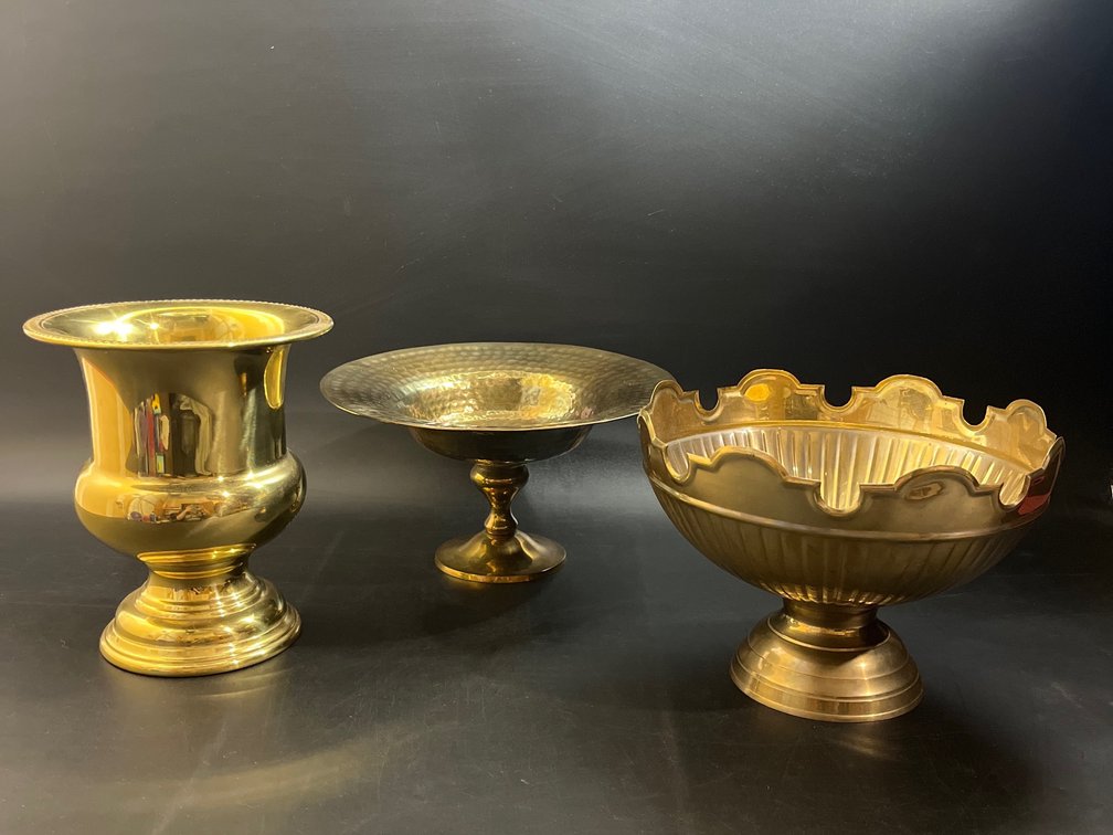 Decorative Tin footed bowls and vase