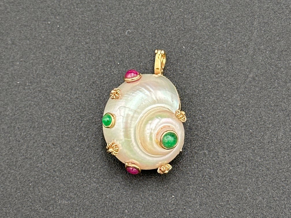 14K Gold Turbo Shell Pendant by MAZ
