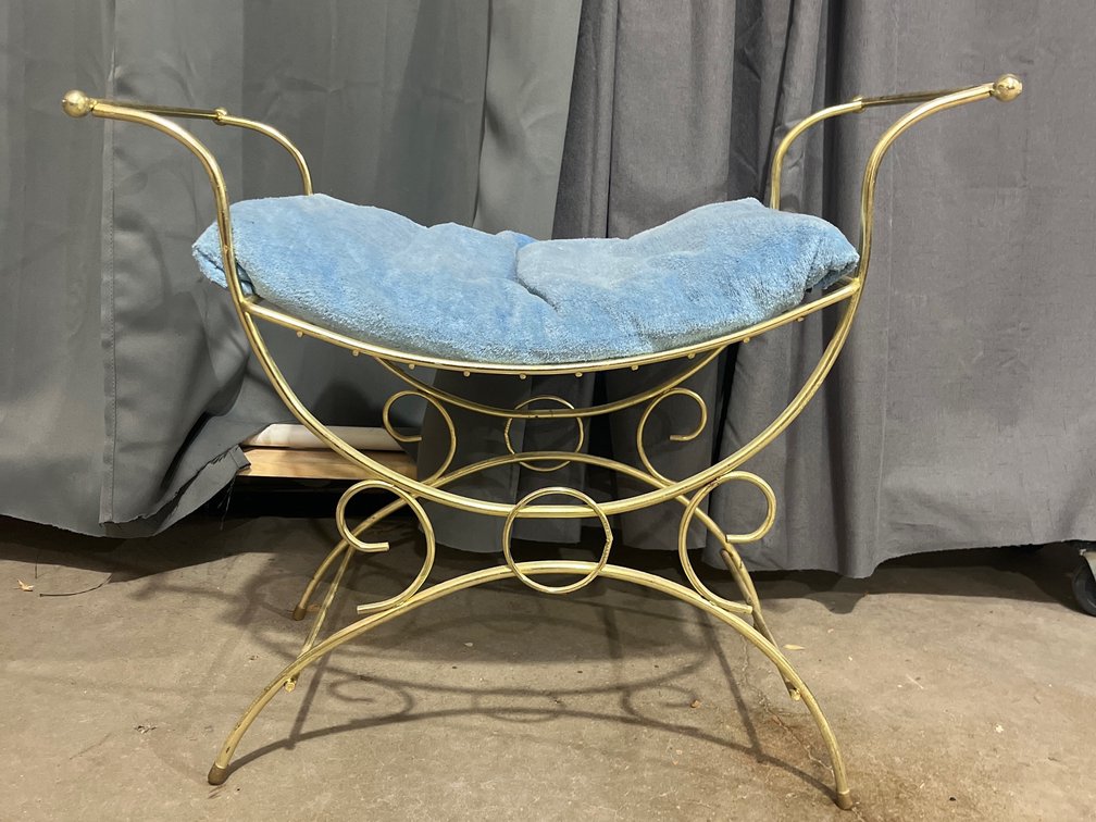 Gold Metal Vanity Seat 26”x23”