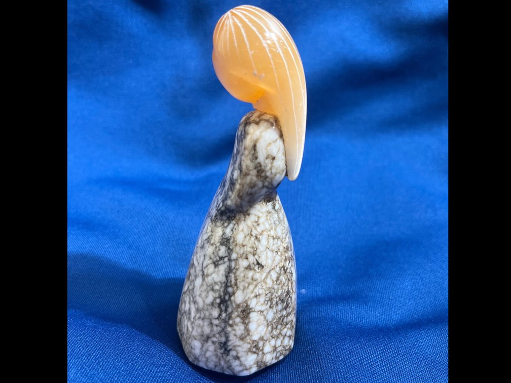 Hand Carved Russian Selenite & Marble Girl Figurine