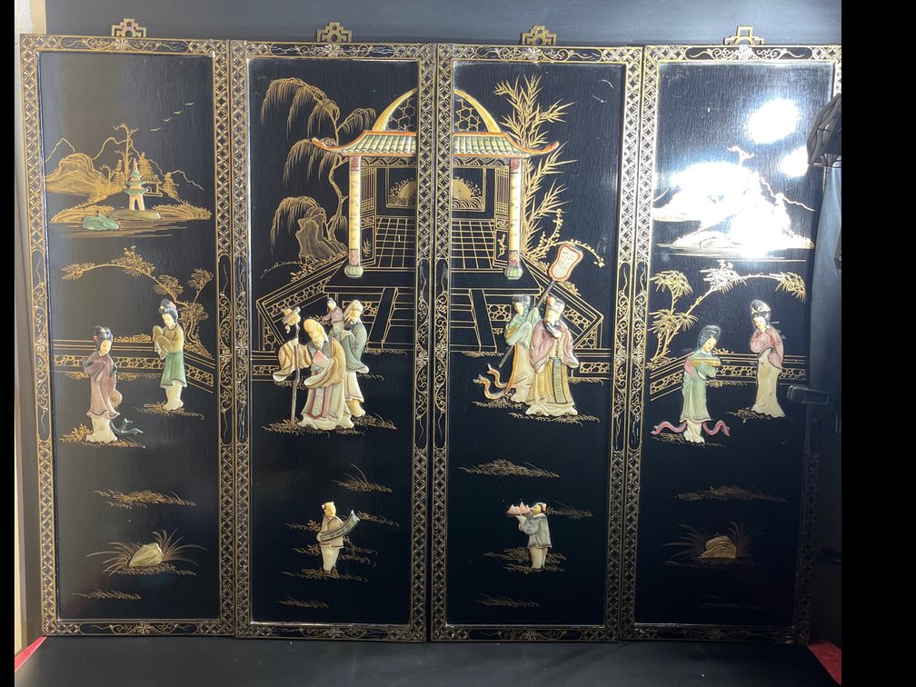 Asian Lacquer Wall Panels Set of 4- 36”x12”