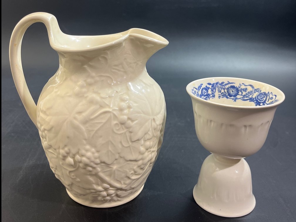 Antique 1920’s Wedgwood Of Etruria & Barlaston pitcher, with wedgewood egg cup