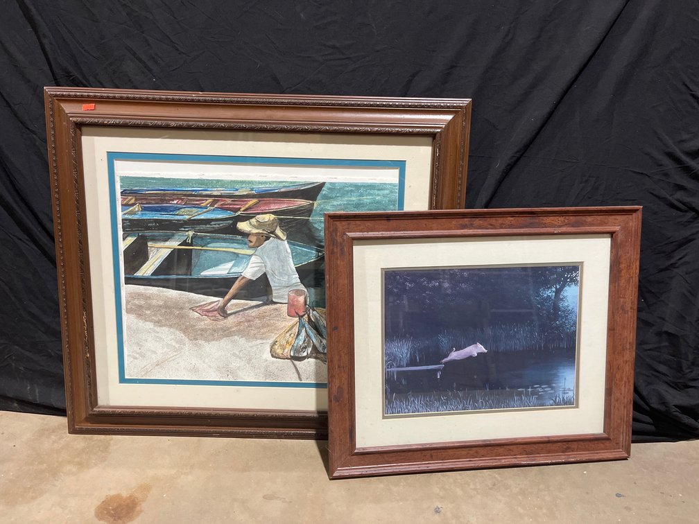 Wood framed artwork 31”x27”, 24”x20”