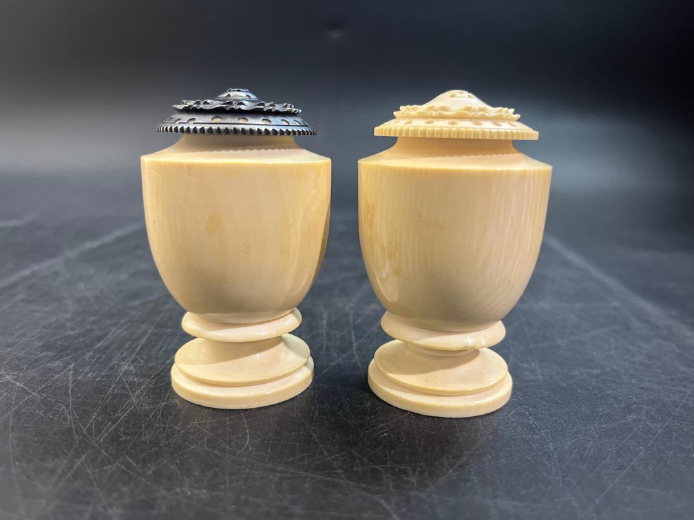 Carved Bone salt & pepper shakers
