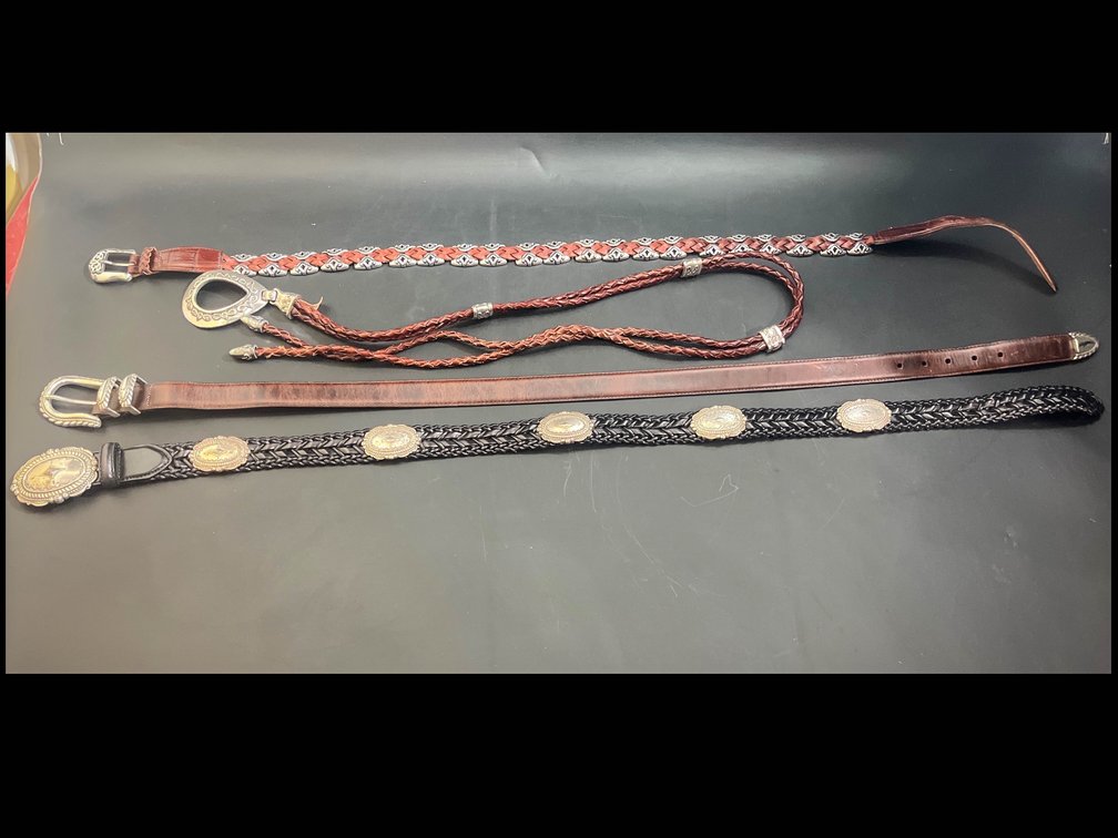 Four womens leather belts