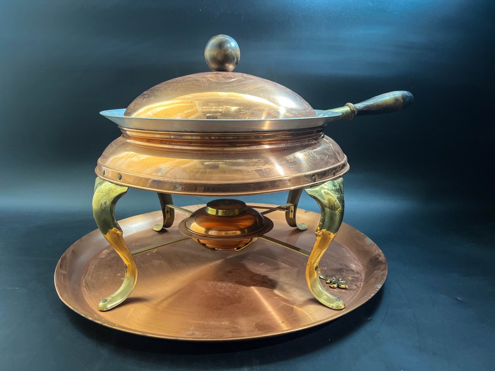 Vintage copper & brass chafing dish
