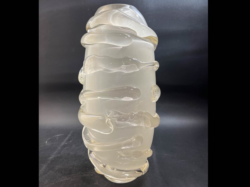 Blown glass art vase 14”