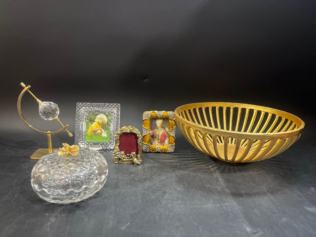 Swarovski Decorative Caliper, crystal picture frame, trinket box, picture frames and bowl