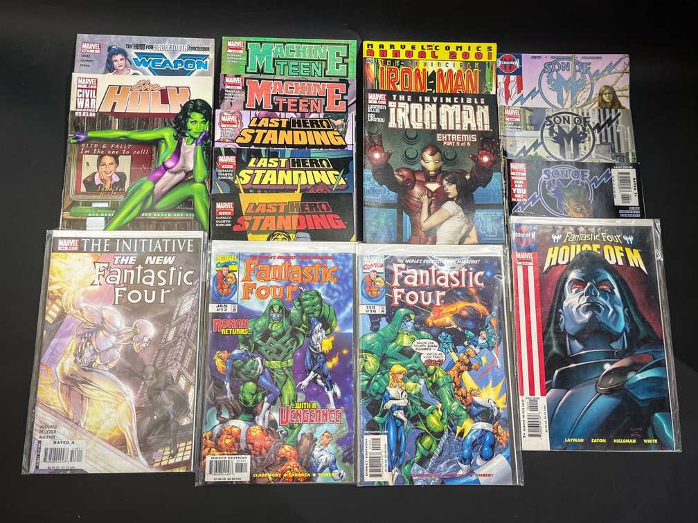 16 Marvel Comics, Weapon X, She Hulk, Fantastic Four, Machine Teen, Last Hero 