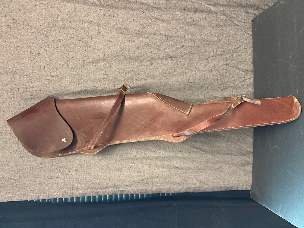 Vintage Leather Rifle Scabbard with Straps