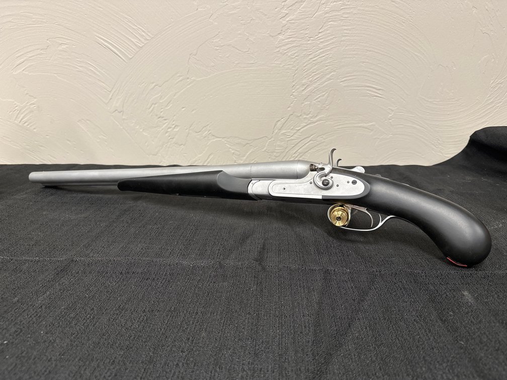 Pedersoli 12 gauge, double barreled, double hammer side by side, shotgun with pistol grip