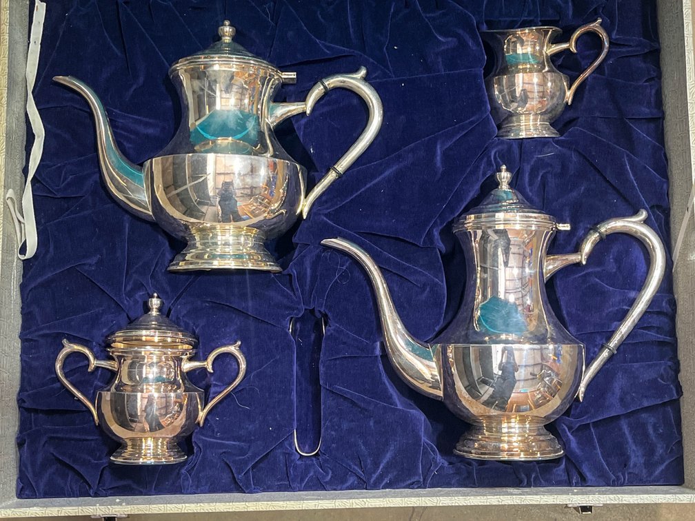 antique German nickel silver tea set