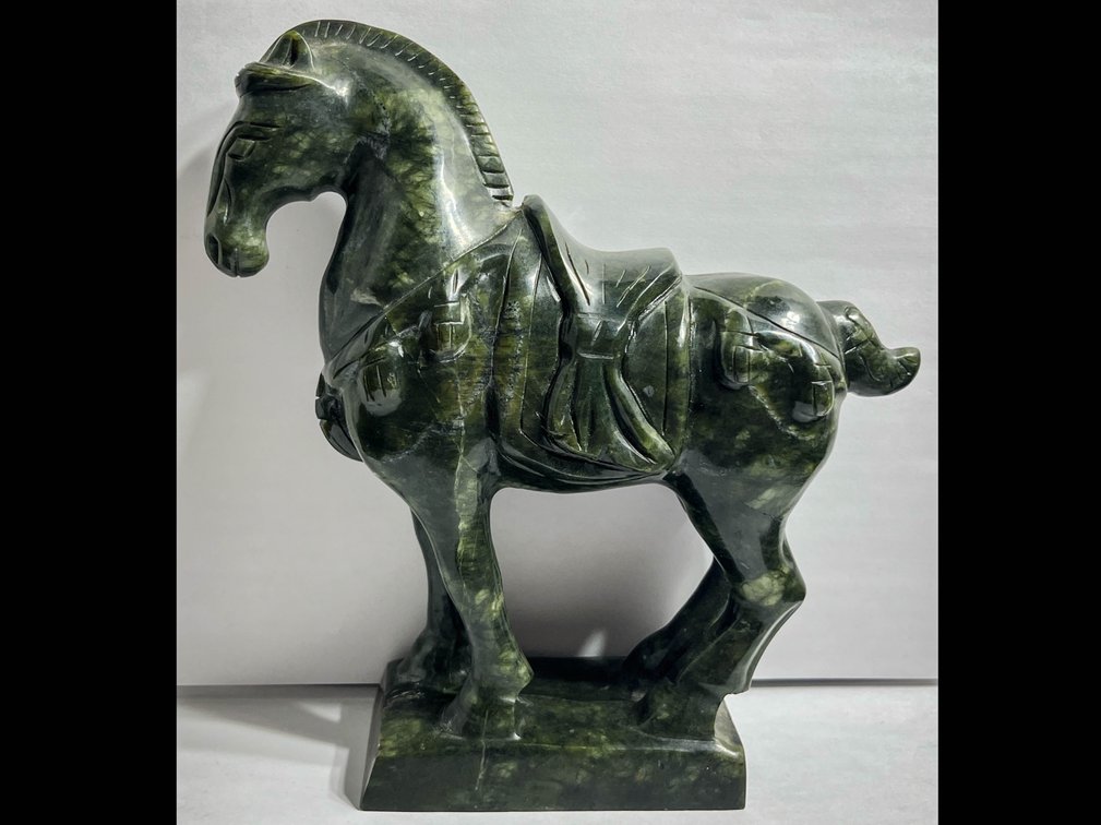Carved Green Stone Horse Statue