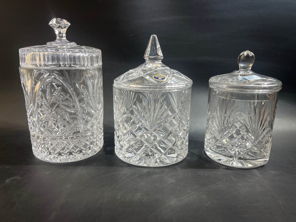Three crystal canisters