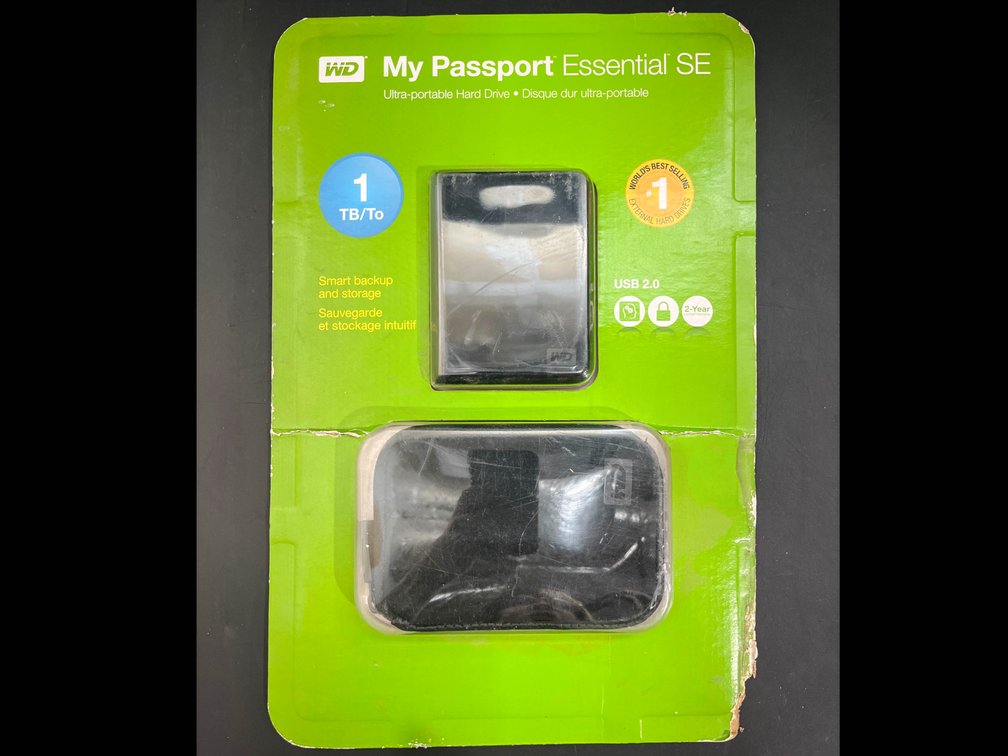 WD My Passport Essential SE ultra-portable hard drive with 1TB storage capacity
