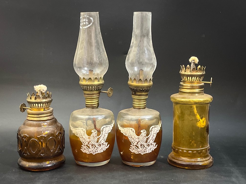 Four Antique oil lamps