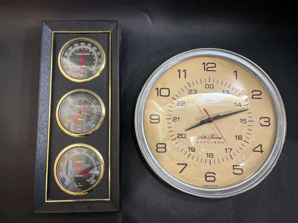 Springfield brand weather station, Seth Thomas quartz cordless clock