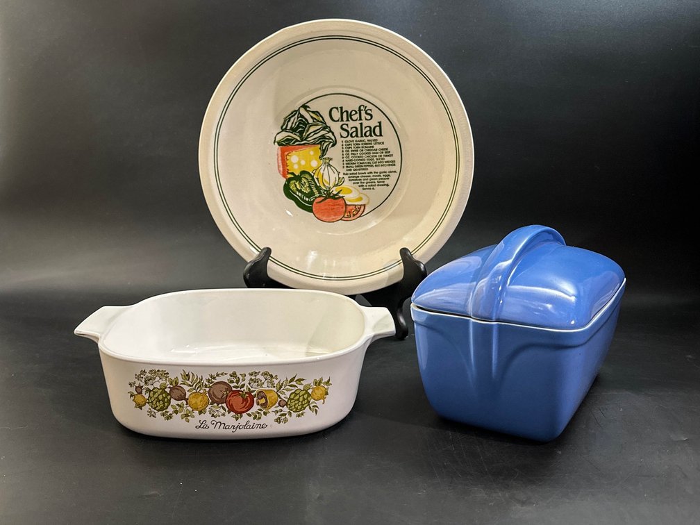 Corning Ware 2 Quart Dish, Hall Bread Dish and Salad Bowl