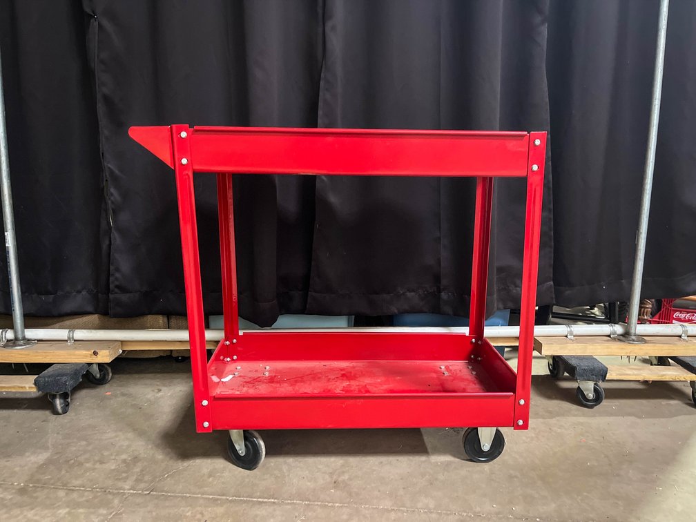 Two tier metal rolling cart 