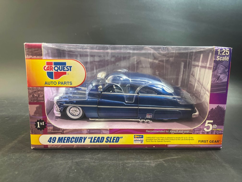 1:25 scale diecast model of a 1949 Mercury "Lead Sled" produced by First Gear for 