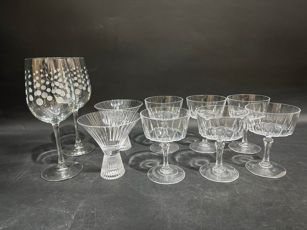 6- Cristal D'Arques Versailles Coupes 2- Daphne Ribbed Martini Glass World Market