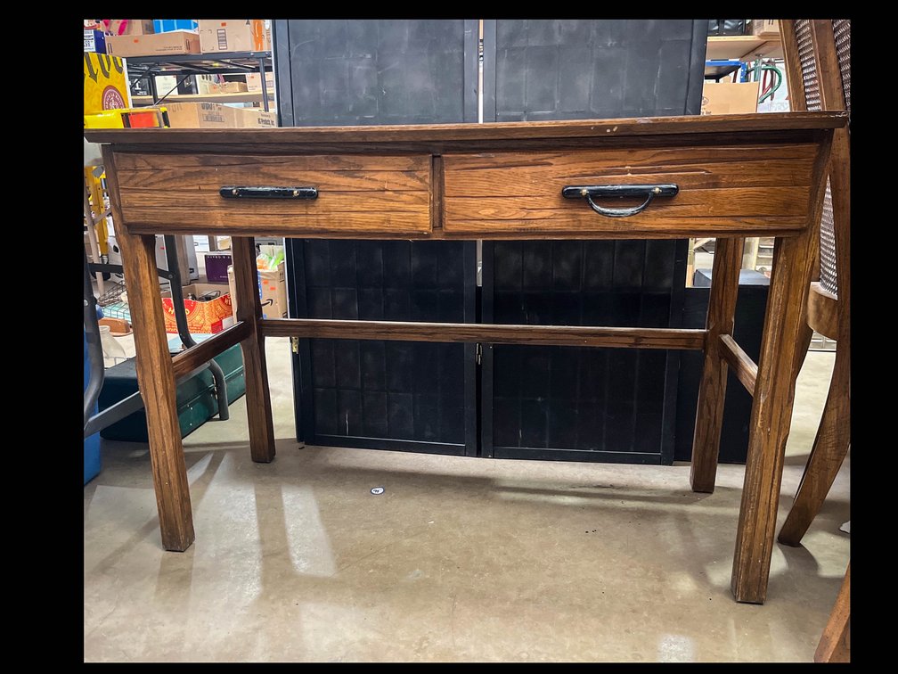 Wooden two drawer desk 41”x18”x29”