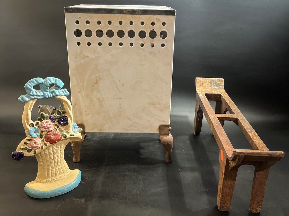 Heavy metal planter and stand, furnace