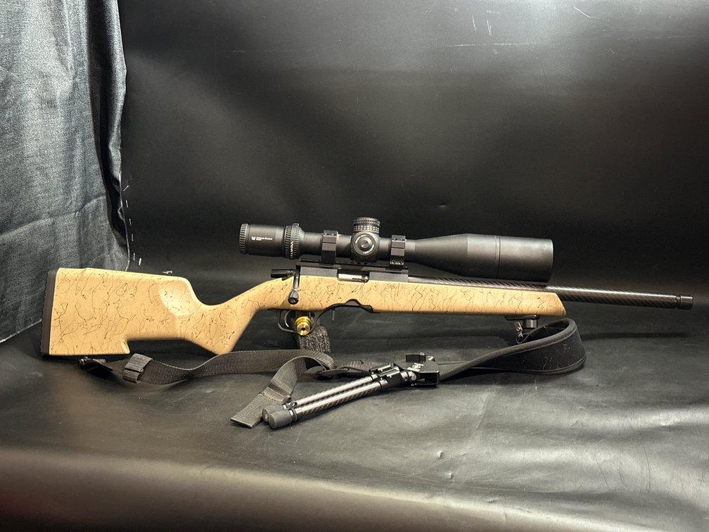 Christensen Arms 22LR Ranger with carbon fiber stock, Vortex Strike Eagle scope, magnetic bipod for stability