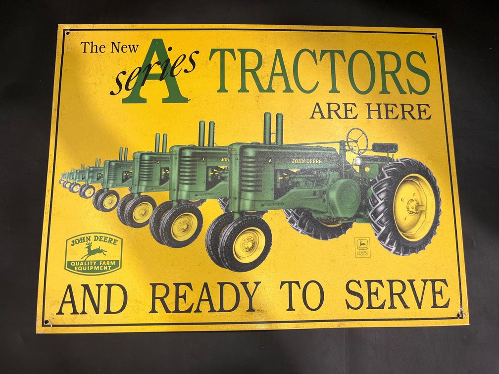 Metal John Deere sign 16”x12”