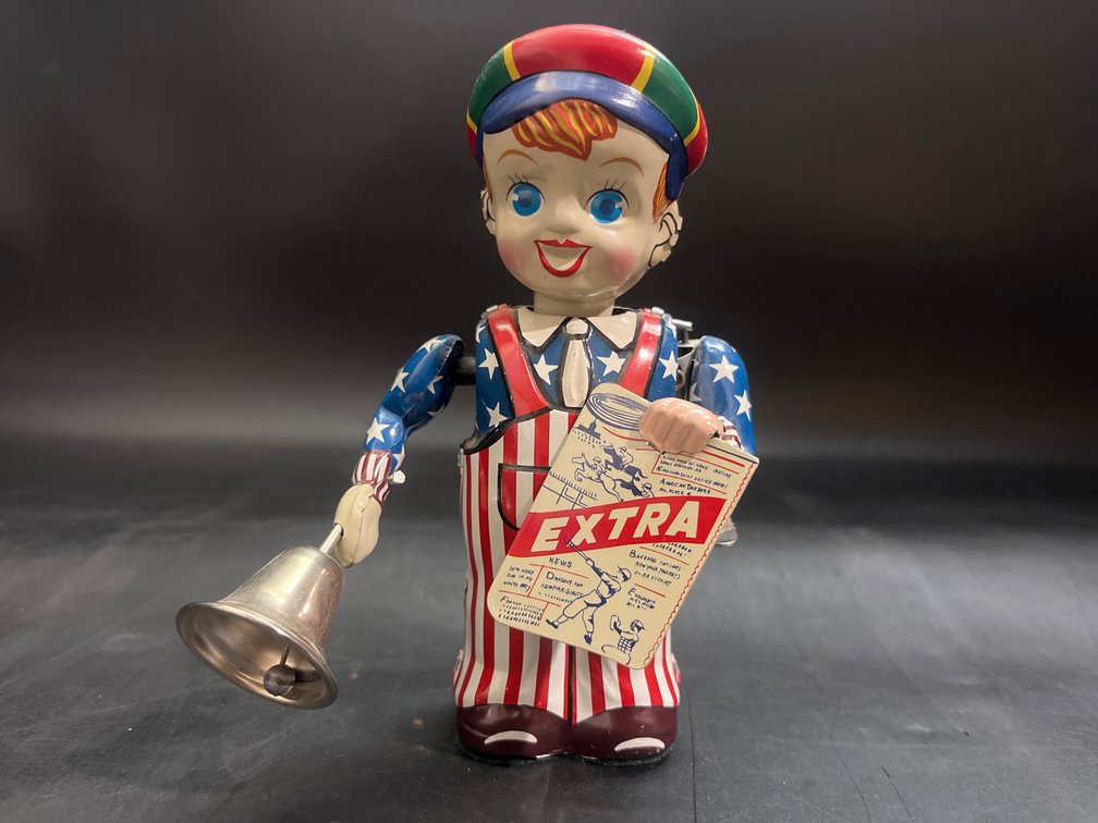Vintage Tin Toy Japan News Paper Boy