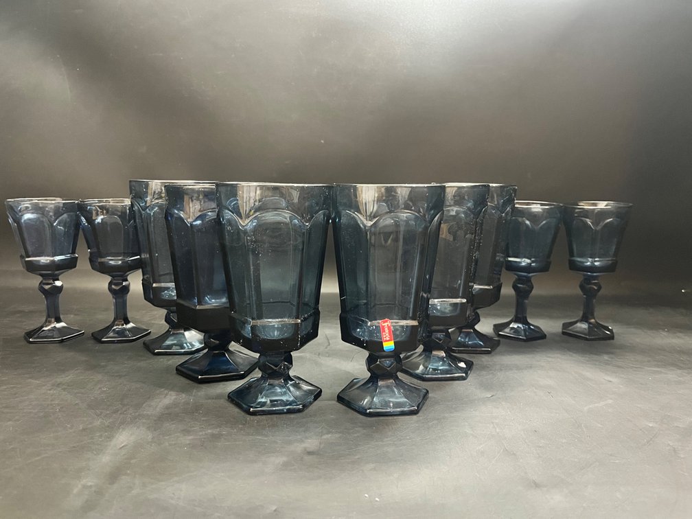 Fostoria Virginia dark blue goblets