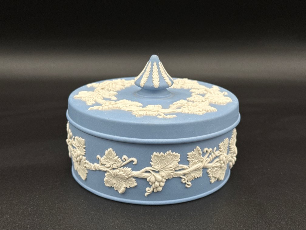 Wedgwood Jasperware Lidded Trinket Box with Blue and White