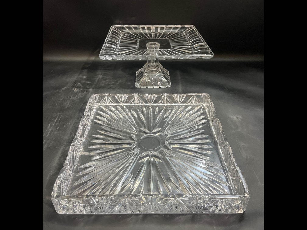 Alexandria Pedestal Cake Stand Vintage, 12” Portico square platter