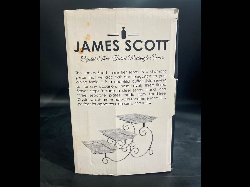James Scott Crystal Three Tiered Rectangle Server 