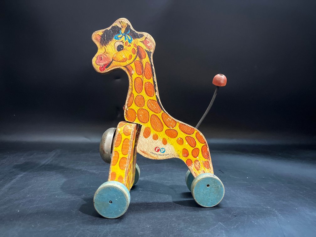 Vintage Fisher-Price Jingle Giraffe pull toy 1956