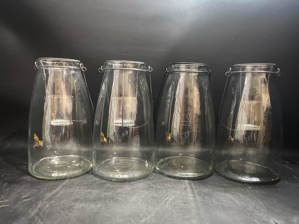 10” glass lanterns 