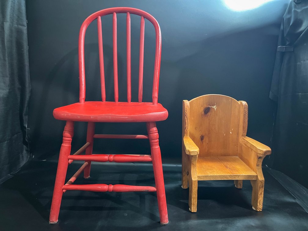 Wooden Childrens chair and doll chair 