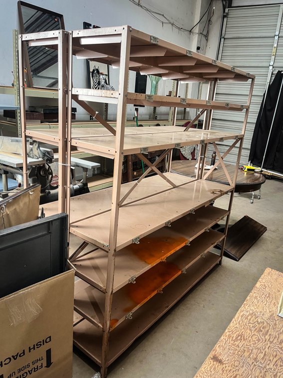 Metal shelves  64”x14”x69”