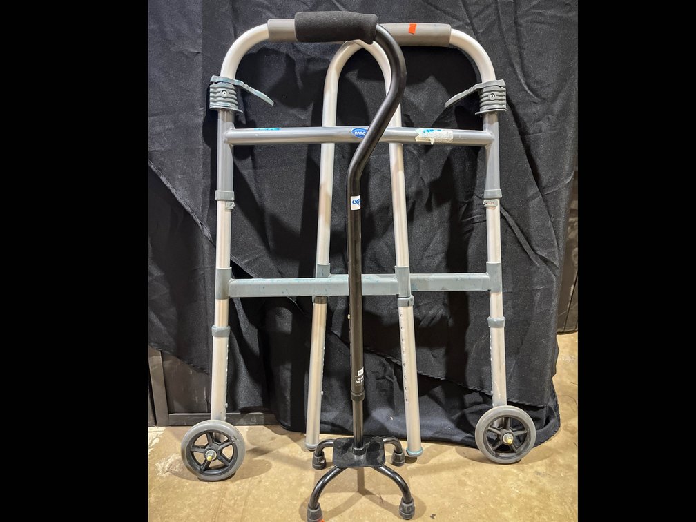 Adjustable height walker and walking cane 