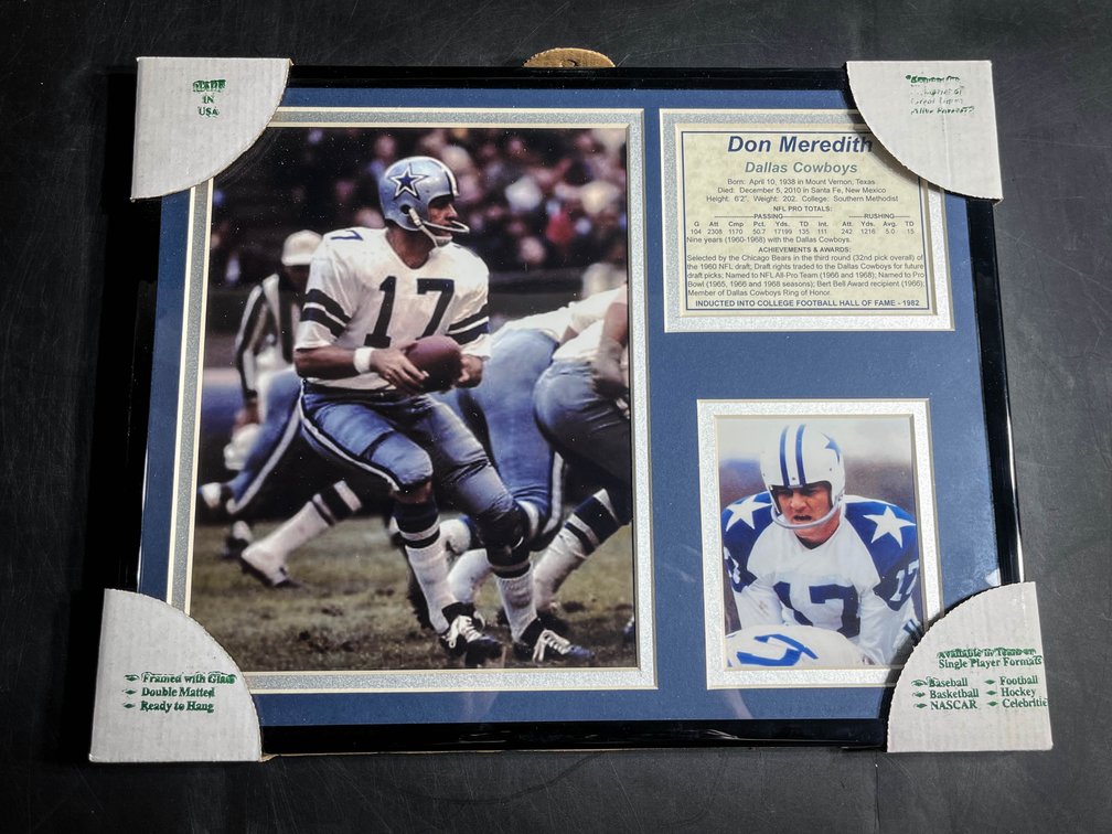 Dallas Cowboys Don Meredith Framed Memorabilia