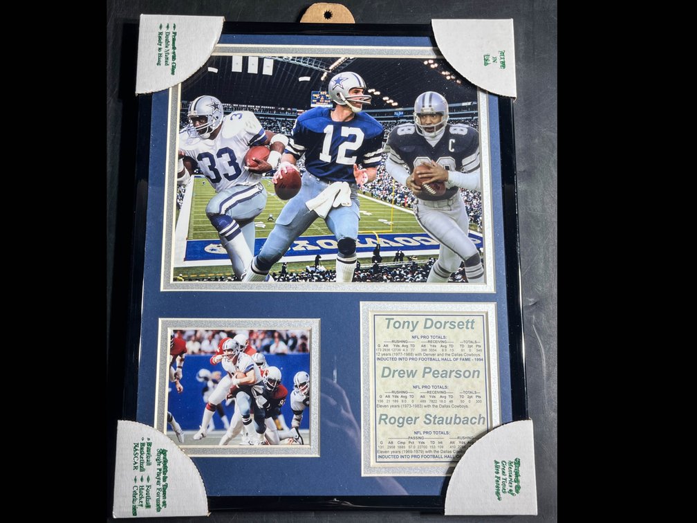 Dallas Cowboys Dorsett, Pearson and Staubach Framed Memorabilia