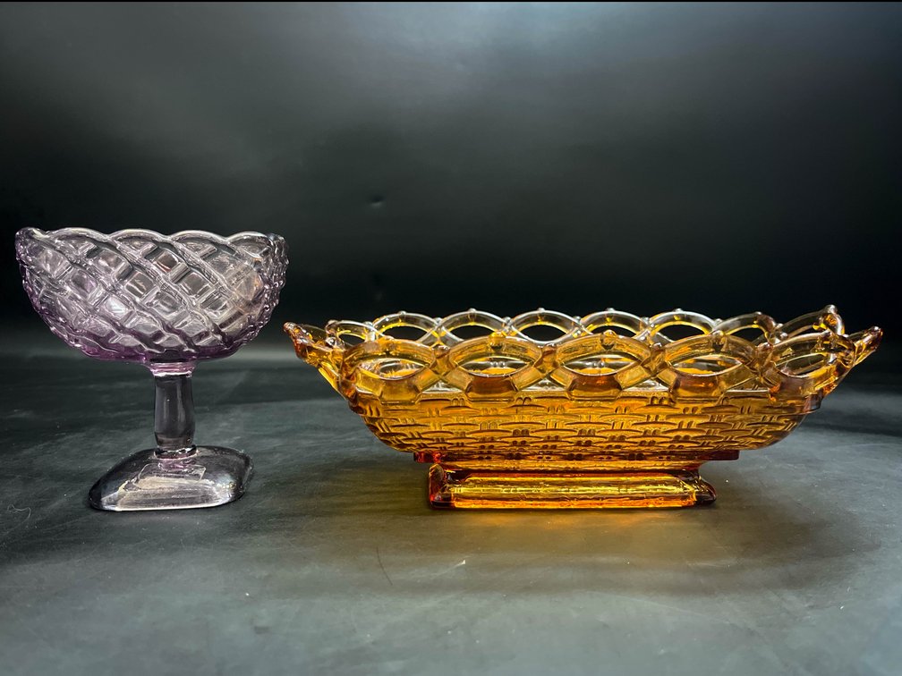 Vintage LE Smith Pedestal Bowl and Imperial Glass Dish