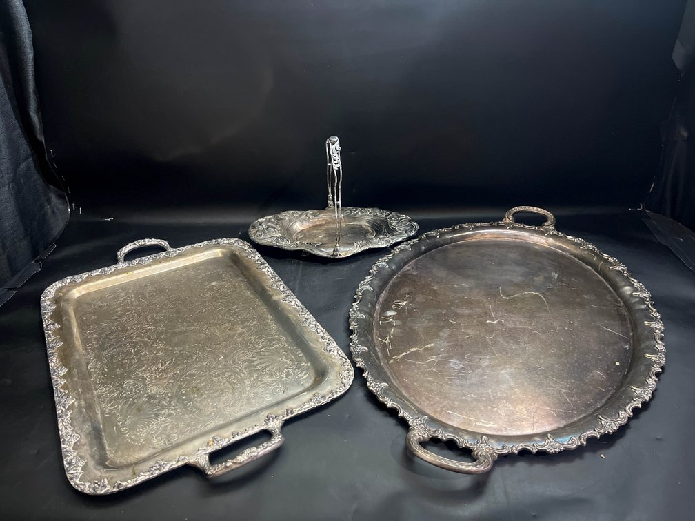 Collection of Three Silver-Plated Serving Trays