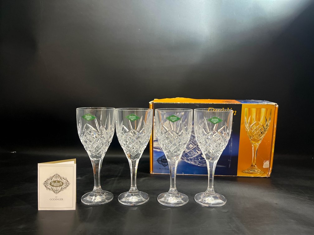 Set of 4 Shannon Crystal Wine Glasses with Original Box