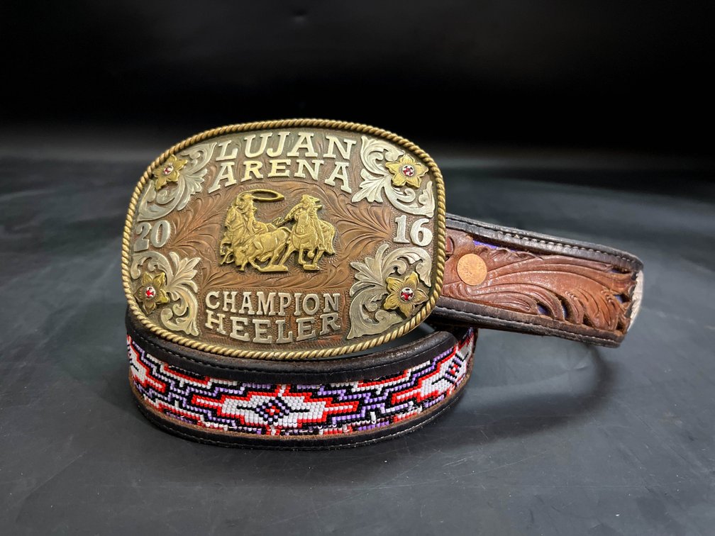 2016 Lujan Arena Champion Heeler Belt Buckle & Belt