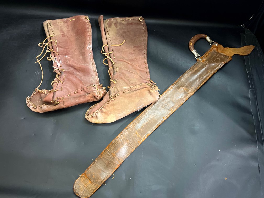 Leather Moccasins and Gun Holster Set