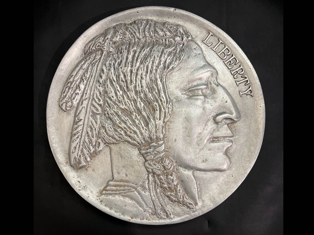 1972 Grandview Aluminum Wall Plaque of Buffalo Nickel